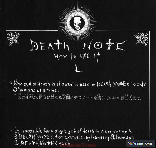6 Notebook Limit Law Rules Death Note