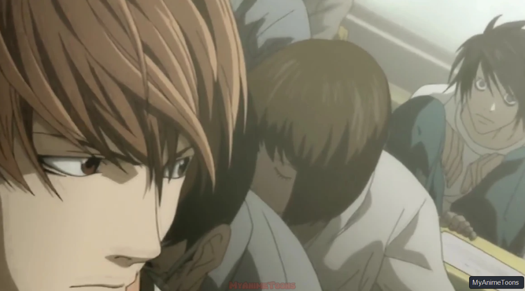 L confronts Light Yagami in Death Note