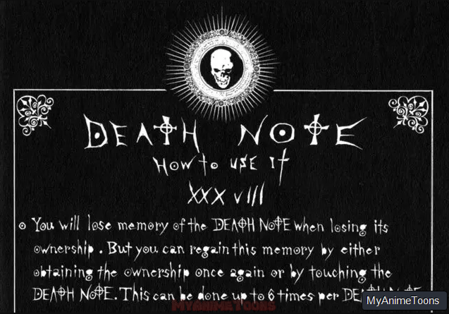 Memory Regaining Limits Rules Death Note