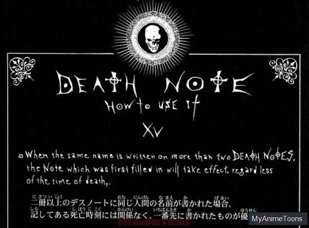 Writing a Name More Than Once Death note Rules